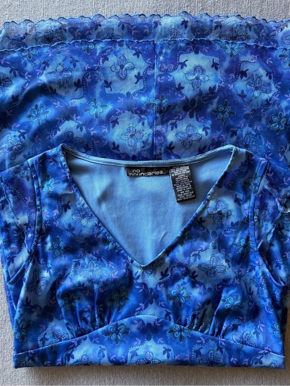 No Boundaries Blue Floral V-Neck Dress